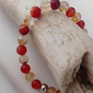 BRACELET ENFANT AGATE ROUGE ET CITRINE