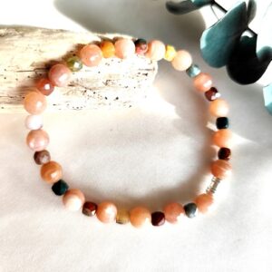 Bracelet pierre de soleil et jaspe océan Apports : Joie et sérénité 